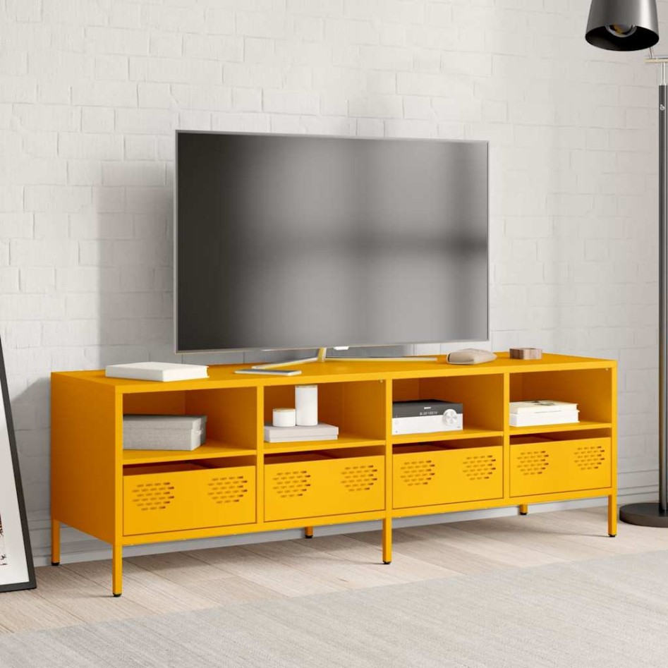 Mueble para TV acero laminado en frío amarillo 135x39x43,5