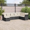 Set de sofás de jardín y cojines 8 piezas ratán sintético negro