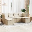 Juego de sofás jardín con cojines 6 pzas ratán sintético beige