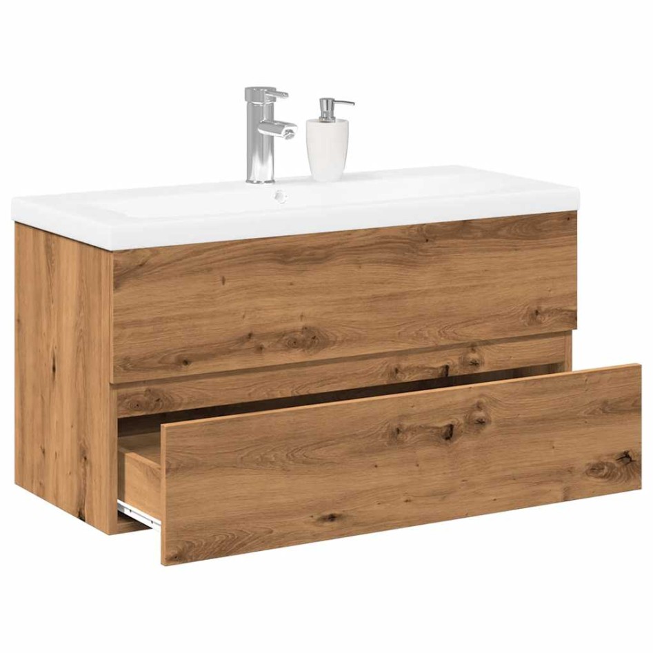 Mueble con lavabo integrado roble