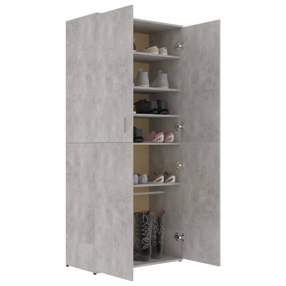 Mueble zapatero contrachapada gris hormigón 80x39x178