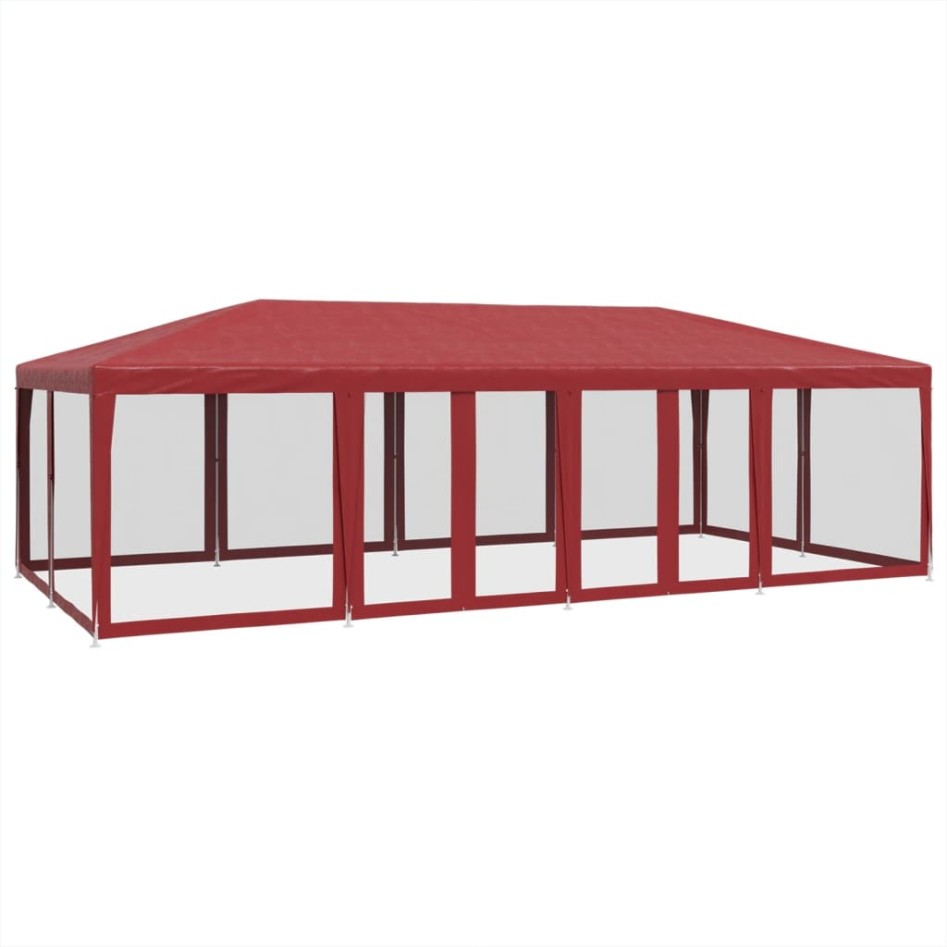 Carpa para fiestas con 12 paredes de malla HDPE rojo 8x4