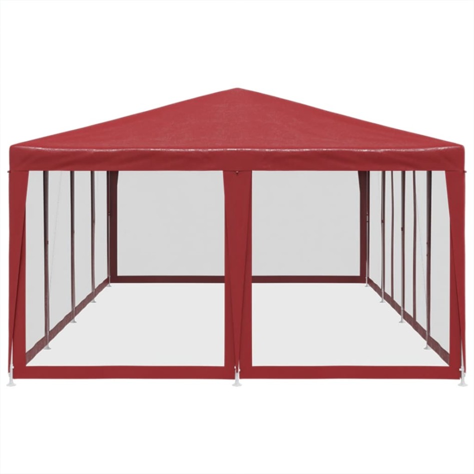 Carpa para fiestas con 12 paredes de malla HDPE rojo 8x4