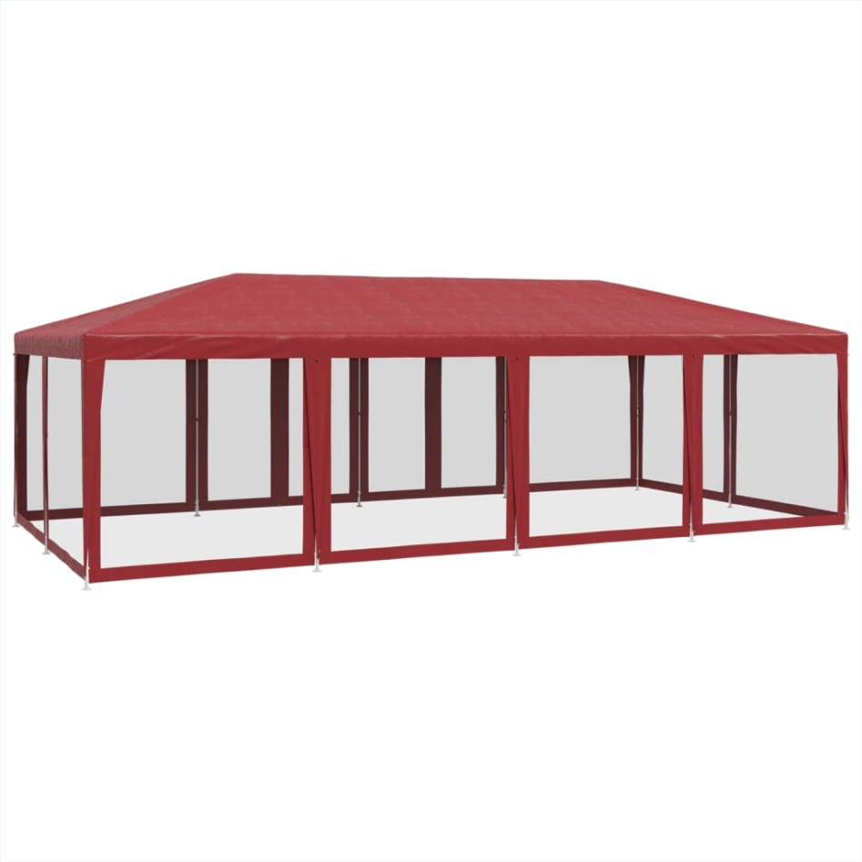 Carpa para fiestas con 12 paredes de malla HDPE rojo 8x4