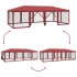 Carpa para fiestas con 12 paredes de malla HDPE rojo 8x4