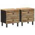 Mesitas de noche 2 uds madera mango rugosa negro 40x33,5x46