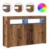 Aparador con LED madera ingeniería envejecida 115,5x30x75