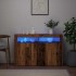 Aparador con LED madera ingeniería envejecida 115,5x30x75