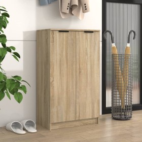 Mueble zapatero madera contrachapada roble Sonoma 59x35x100