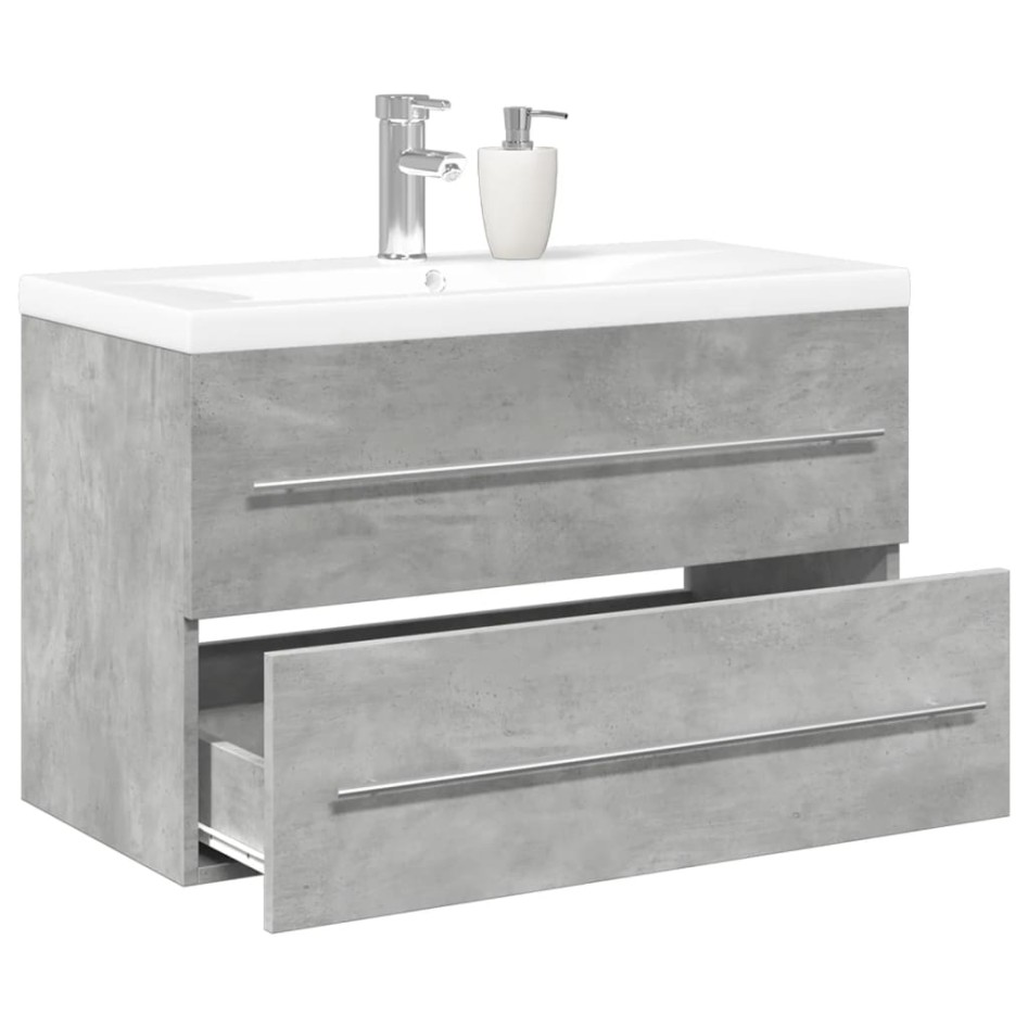 Set muebles de baño 2 piezas madera contrachapada gris