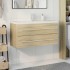 Set de muebles de baño 2 pzas madera contrachapada roble