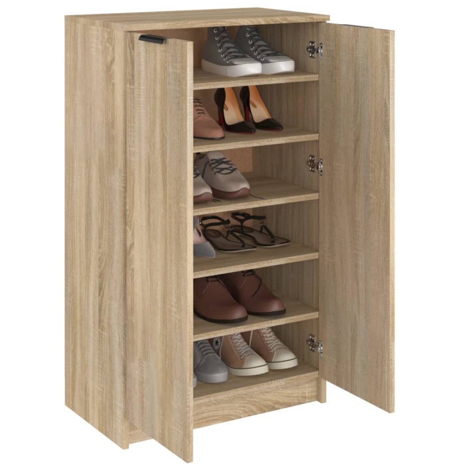 Mueble zapatero madera contrachapada roble Sonoma 59x35x100