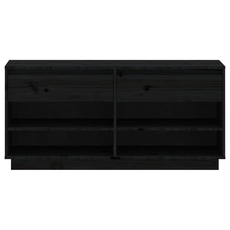 Mueble zapatero de madera maciza de pino negro 110x34x52