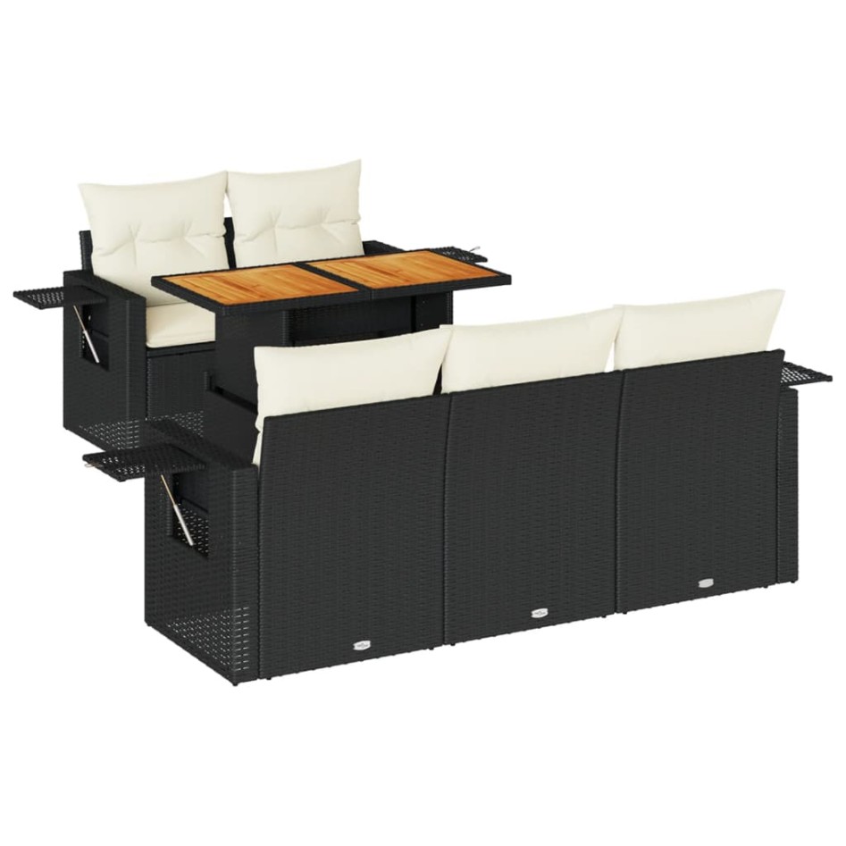 Set de sofás de jardín 6 piezas y cojines ratán sintético