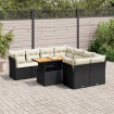Set de sofás de jardín con cojines 9 pzas ratán sintético negro