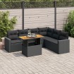 Set de sofás de jardín 7 pzas con cojines ratán sintético negro
