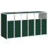 Cobertizo de 3 contenedores basura acero verde 216x81x115