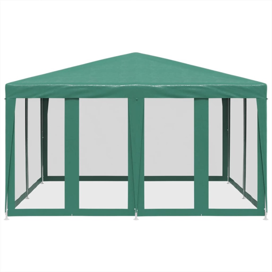 Carpa para fiestas con 8 paredes de malla HDPE verde 4x4