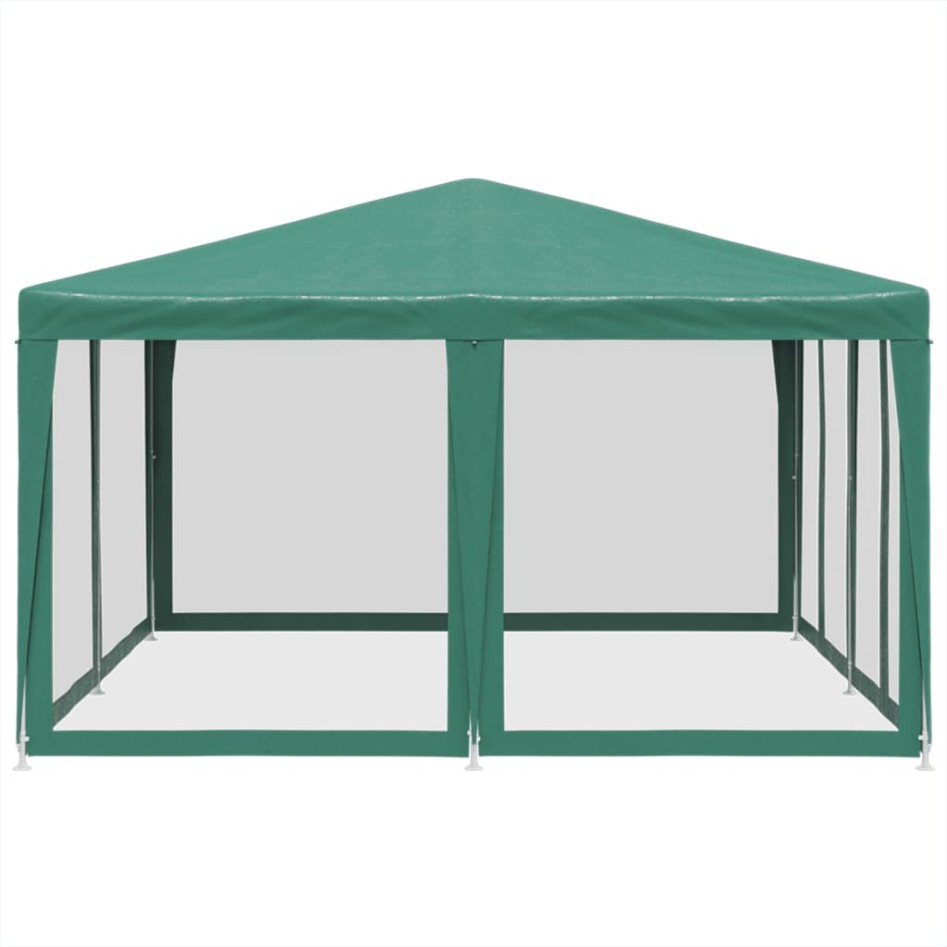 Carpa para fiestas con 8 paredes de malla HDPE verde 4x4