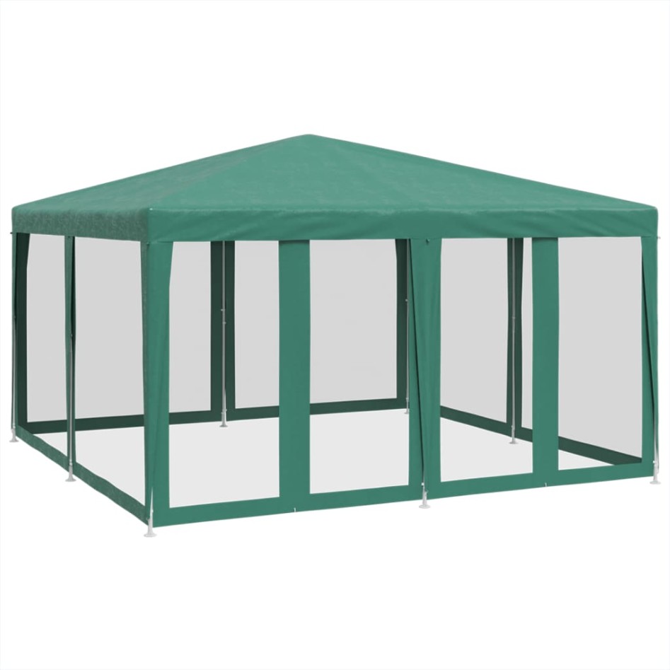 Carpa para fiestas con 8 paredes de malla HDPE verde 4x4