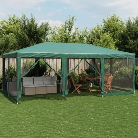 Carpa para fiestas con 10 paredes de malla HDPE verde 6x4