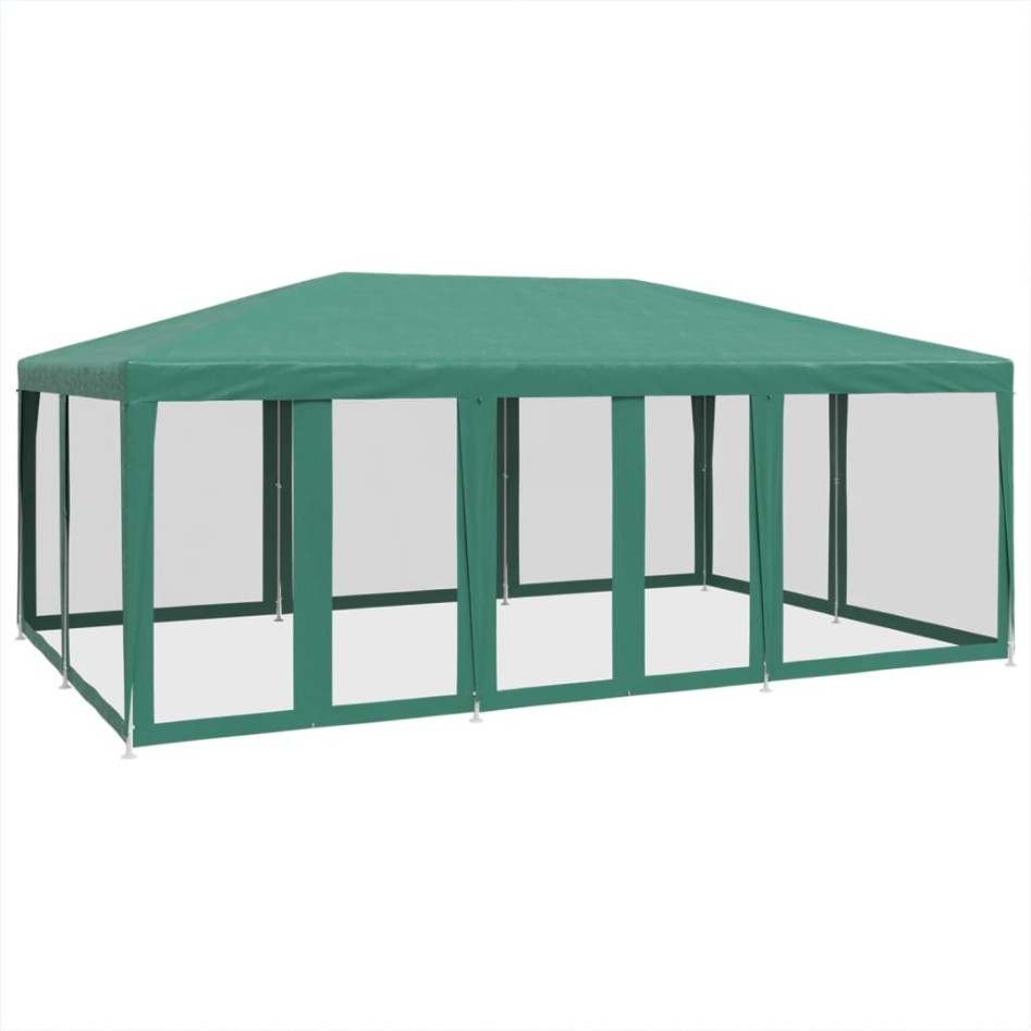 Carpa para fiestas con 10 paredes de malla HDPE verde 6x4