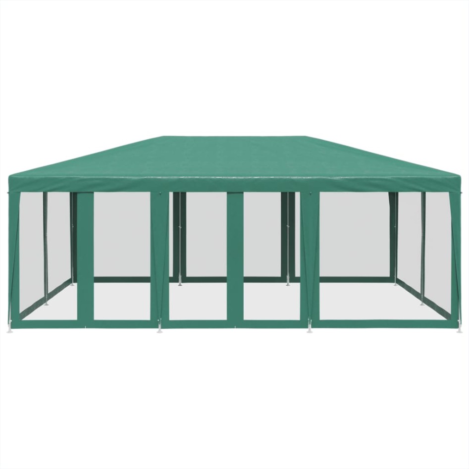 Carpa para fiestas con 10 paredes de malla HDPE verde 6x4