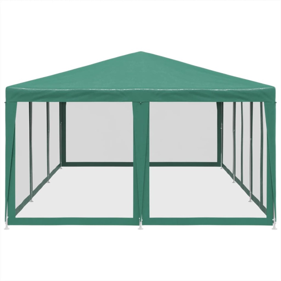 Carpa para fiestas con 10 paredes de malla HDPE verde 6x4
