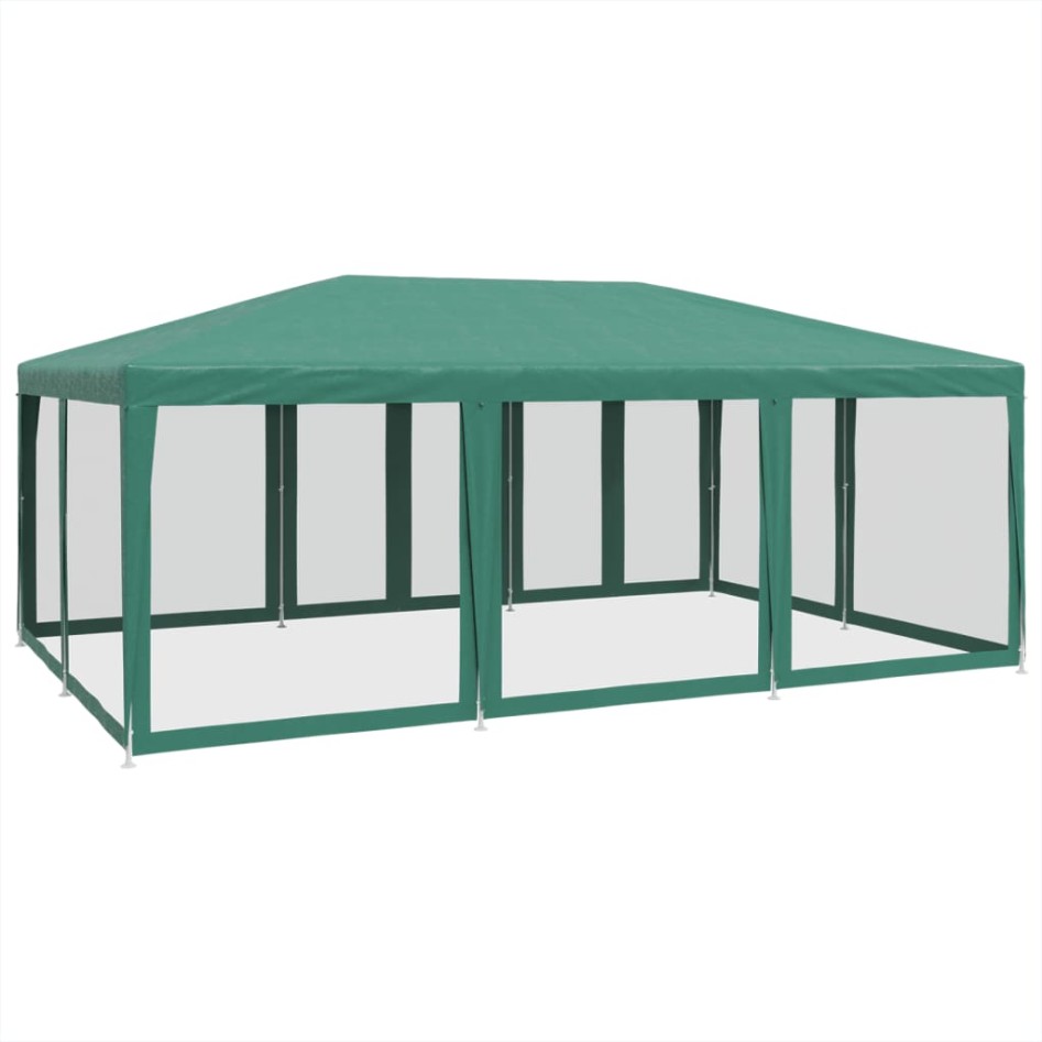 Carpa para fiestas con 10 paredes de malla HDPE verde 6x4