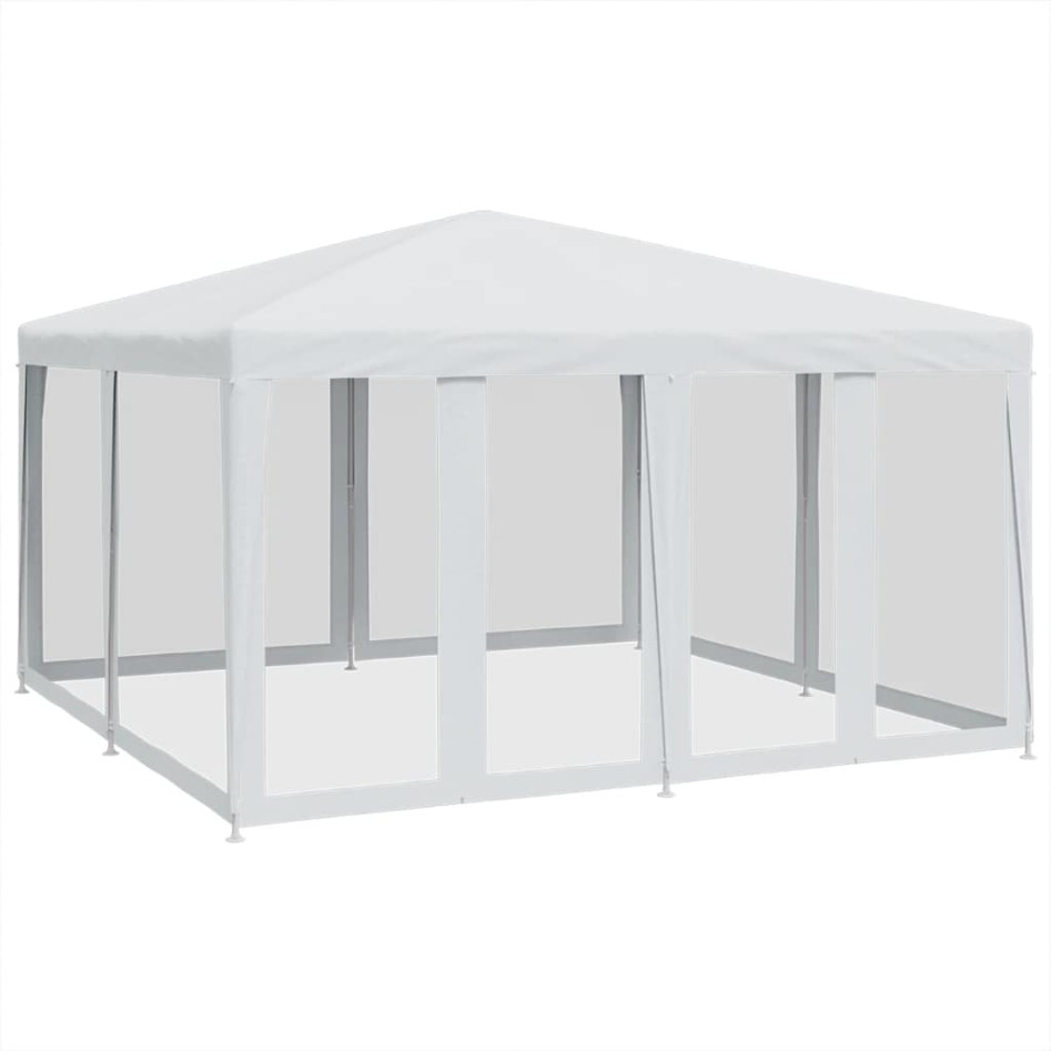 Carpa para fiestas con 8 paredes de malla HDPE blanco 4x4
