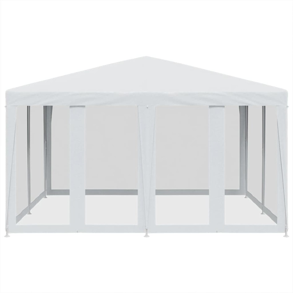Carpa para fiestas con 8 paredes de malla HDPE blanco 4x4