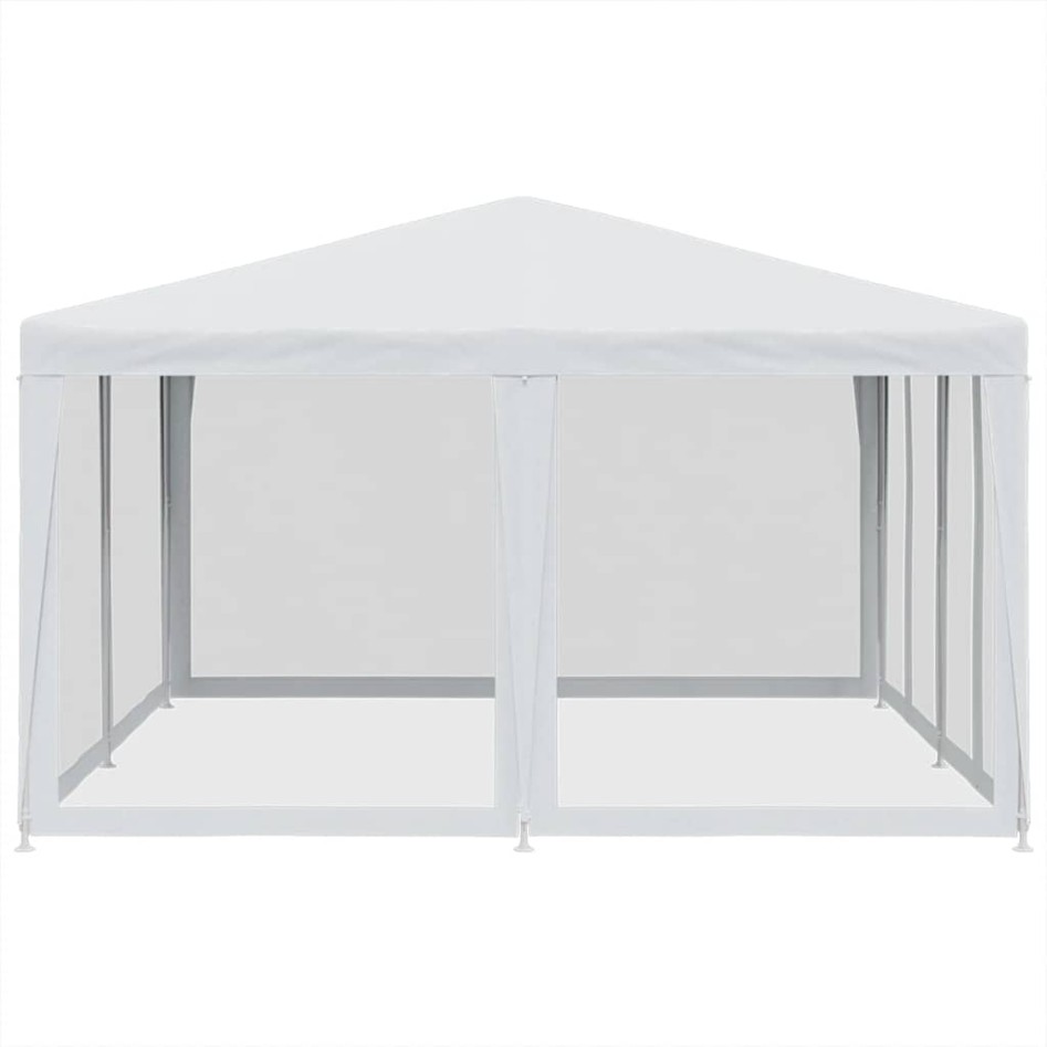 Carpa para fiestas con 8 paredes de malla HDPE blanco 4x4