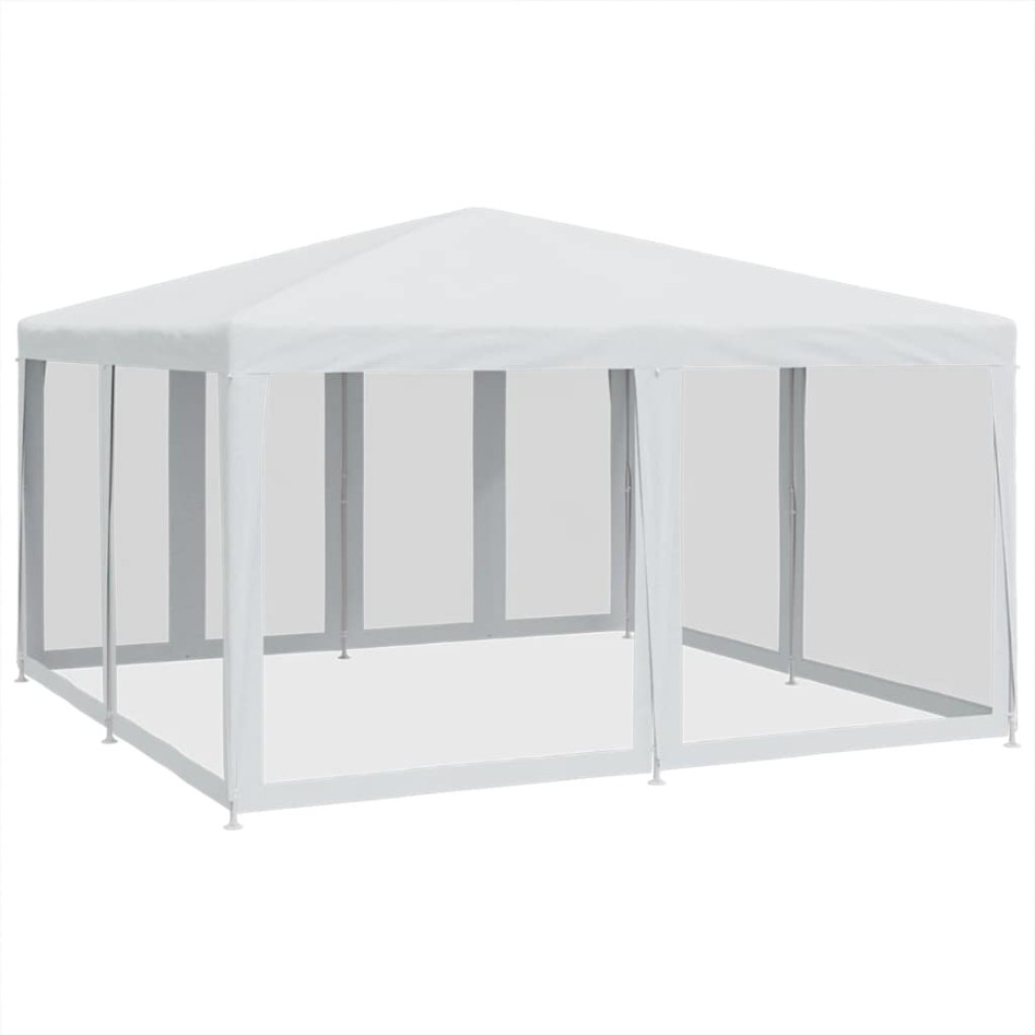 Carpa para fiestas con 8 paredes de malla HDPE blanco 4x4