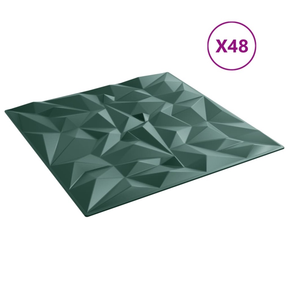 Paneles de pared 48 uds XPS amatista verde 50x50 cm 12