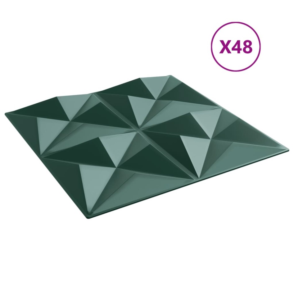 Paneles de pared 48 uds XPS origami verde 50x50 cm 12