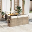 Juego de sofás jardín con cojines 6 pzas ratán sintético beige