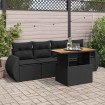 Set de muebles de jardín 5 pzas y cojines ratán sintético negro