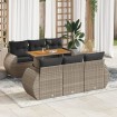 Set de sofás de jardín 7 pzas con cojines ratán sintético gris