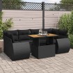 Set de sofás de jardín 7 pzas con cojines ratán sintético negro