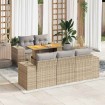 Juego de sofás jardín con cojines 6 pzas ratán sintético beige