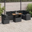 Set de sofás de jardín 7 pzas con cojines ratán sintético negro