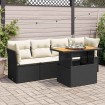Set de muebles de jardín 5 pzas y cojines ratán sintético negro