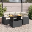 Set de muebles de jardín 5 pzas y cojines ratán sintético negro