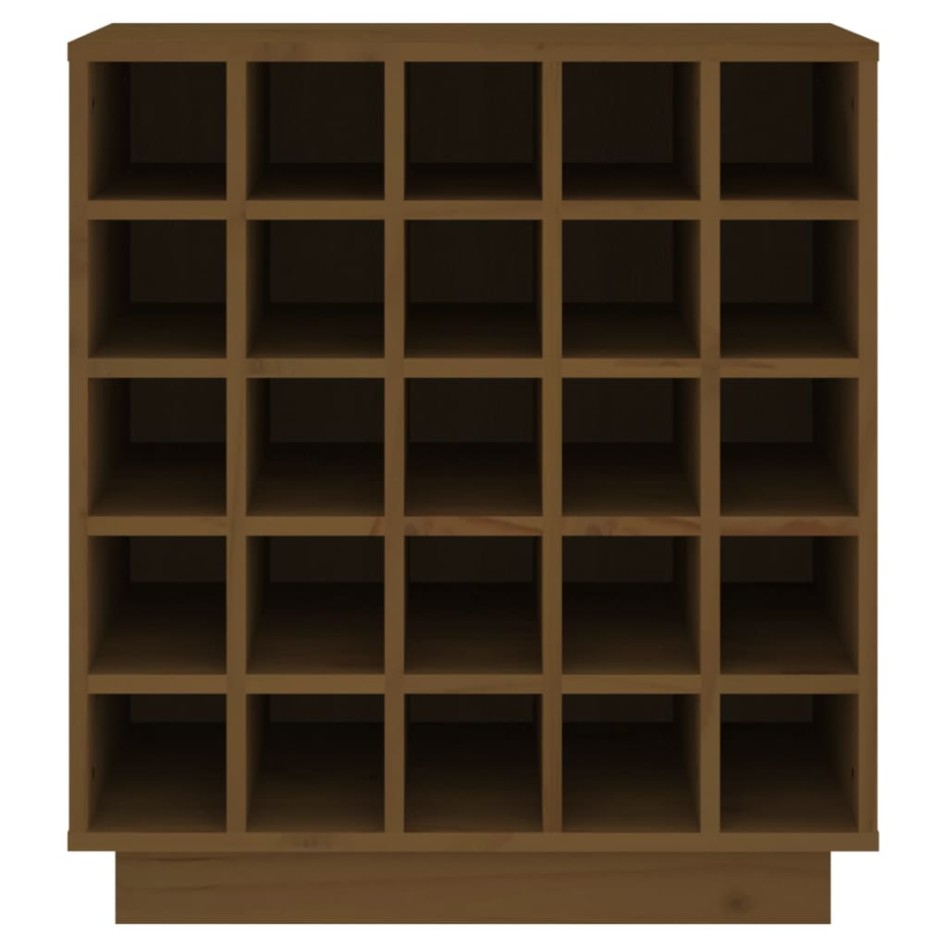 Botellero de madera maciza de pino marrón miel 55,5x34x61