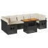 Set de sofás de jardín y cojines 8 piezas ratán sintético