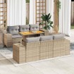 Set sofás de jardín 7 piezas y cojines ratán sintético beige