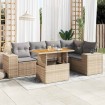Juego de sofás jardín con cojines 6 pzas ratán sintético beige
