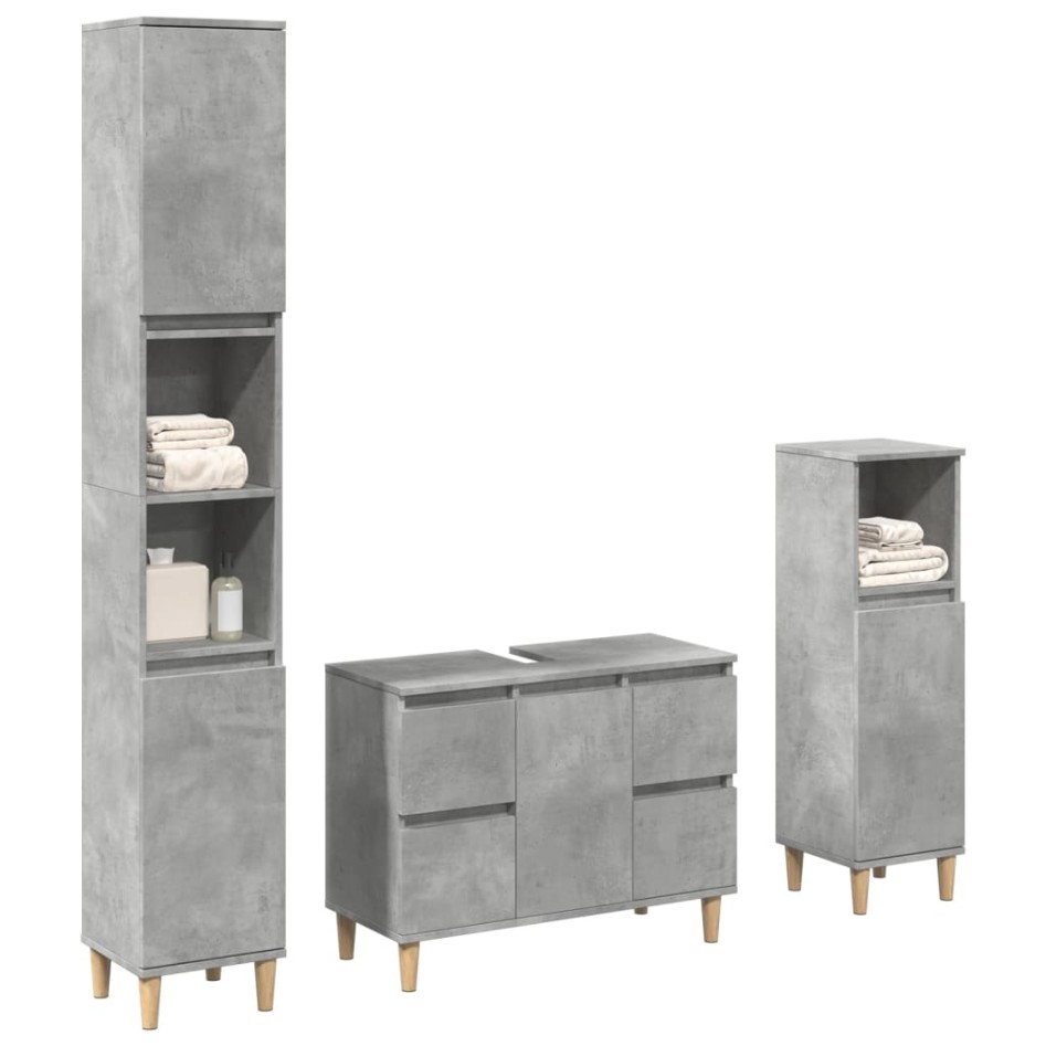 Set muebles de baño 2 piezas madera contrachapada gris