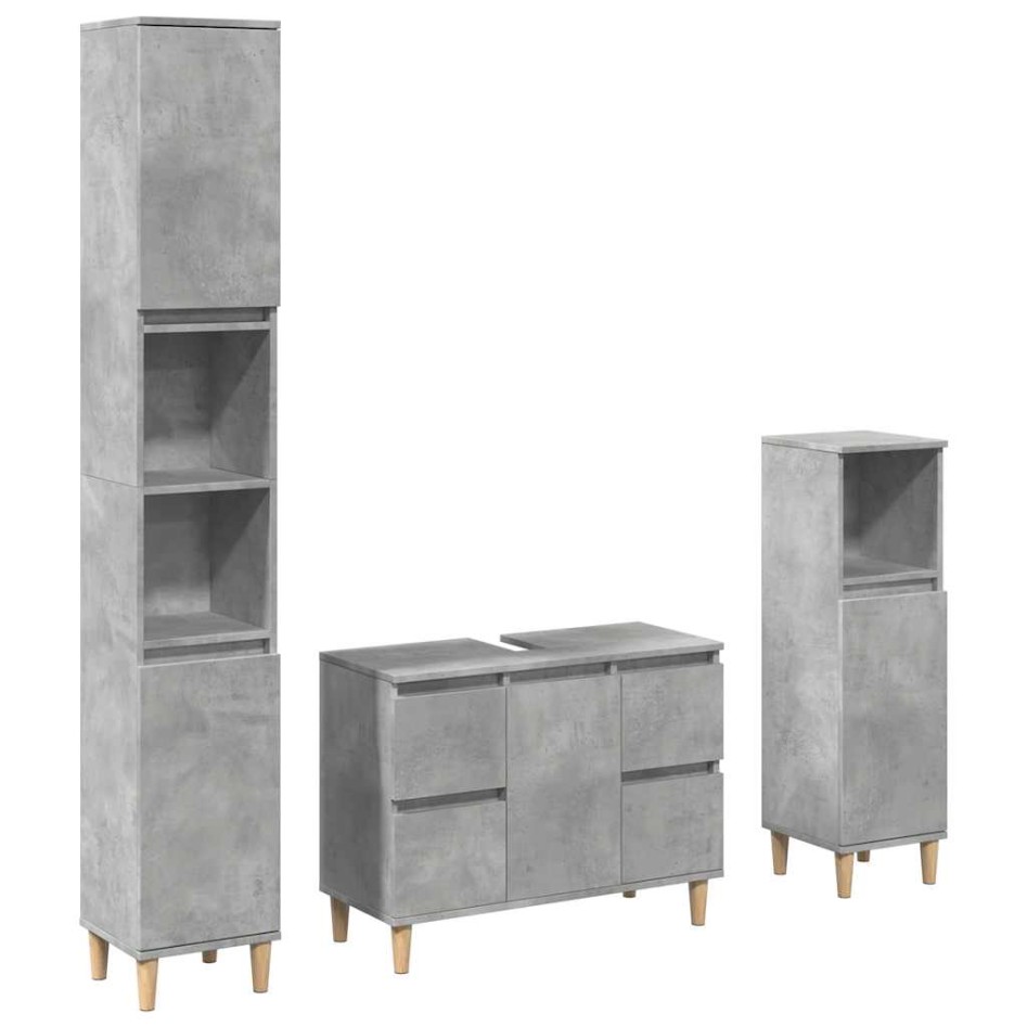 Set muebles de baño 2 piezas madera contrachapada gris