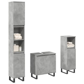 Set muebles de baño 2 piezas madera contrachapada gris